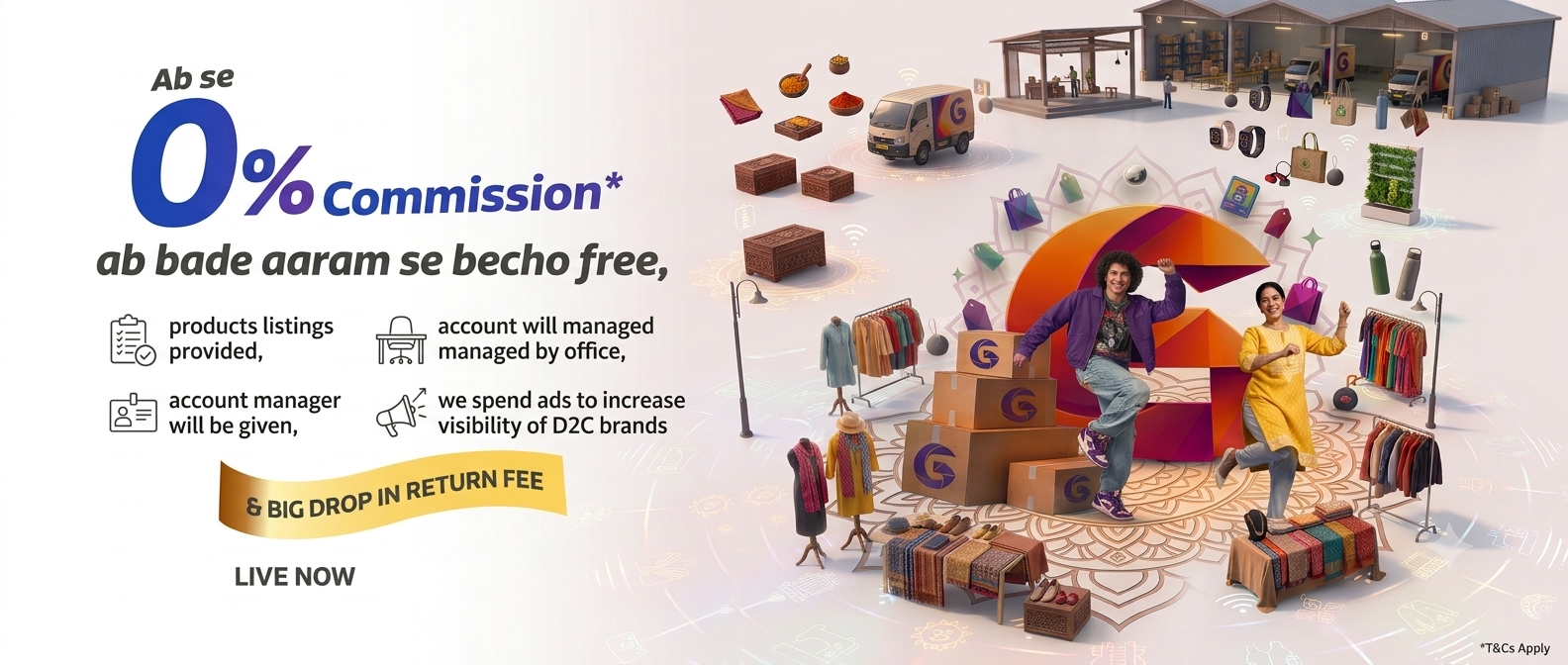 0% Commission - ab bade aaram se becho free - Glowy+ Marketplace